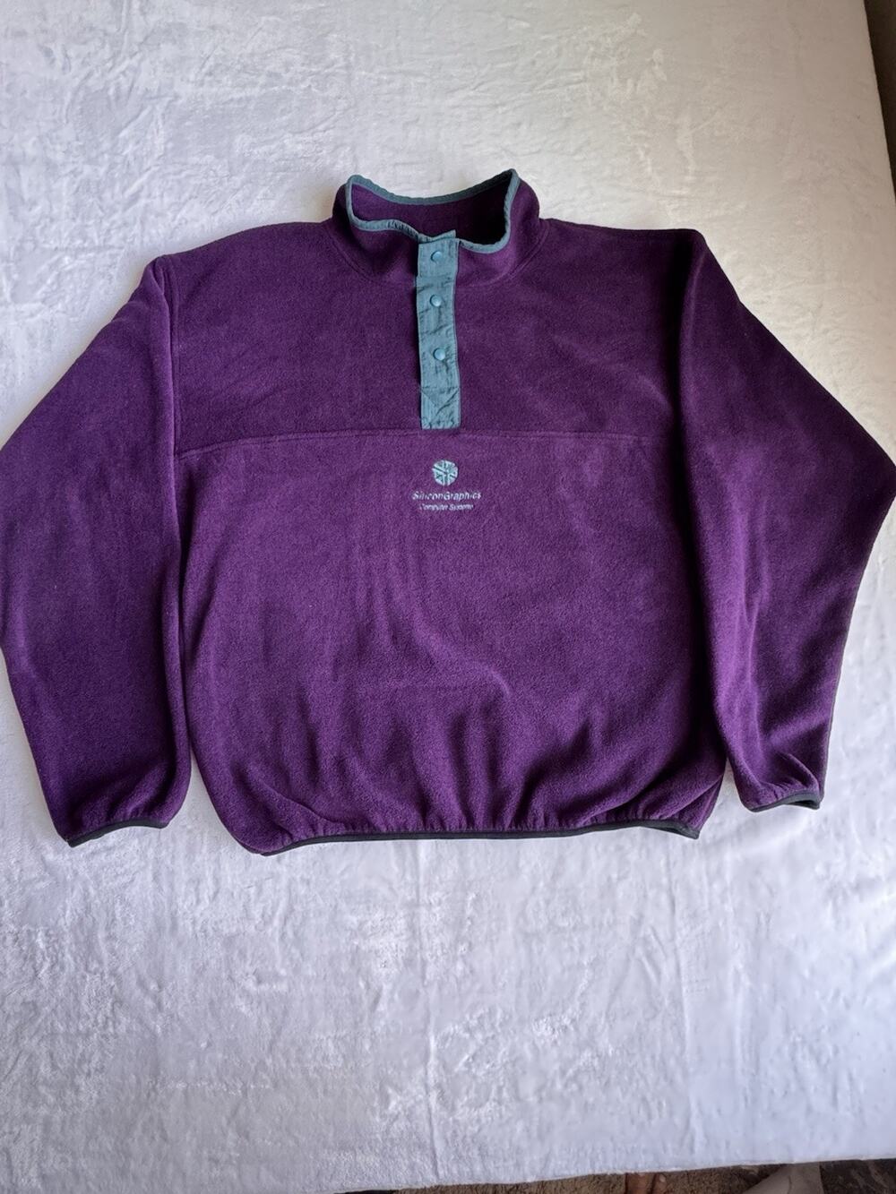 Vintage 90s Silicon Graphics Sierra Sport Embroidered Fleece Snap Pullover XXL